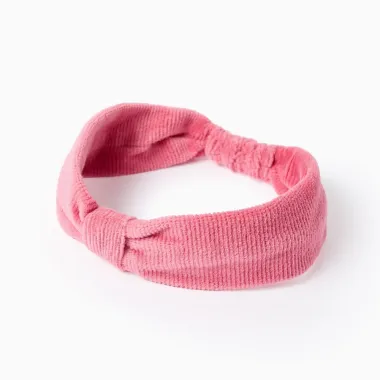 Rausva veliūrinė suknelė (6/9-24/36 mėn) - galvajuostės vaizdas