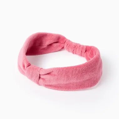 Rausva veliūrinė suknelė (6/9-24/36 mėn) - galvajuostės vaizdas