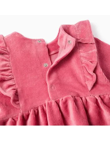 Rausva veliūrinė suknelė (6/9-24/36 mėn) - vaizdas iš priekio