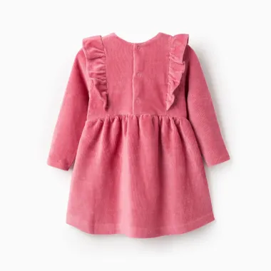 Rausva veliūrinė suknelė (6/9-24/36 mėn) - vaizdas iš nugaros