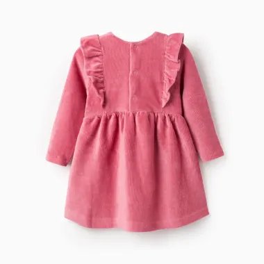 Rausva veliūrinė suknelė (6/9-24/36 mėn) - vaizdas iš nugaros