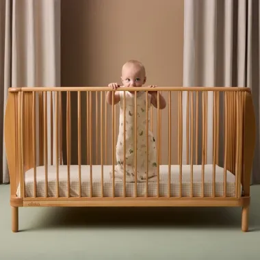 ergoPouch miegmaišis kūdikiui 1.0TOG (8-24 mėn.) Savana ir stovintis lovytėje