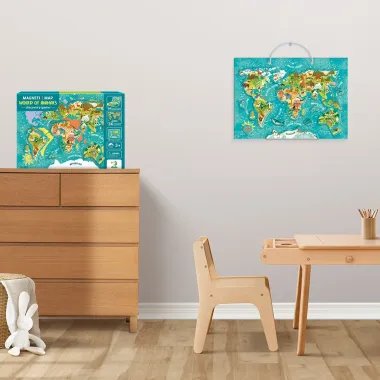 Dodo magnetinė dėlionė Pasaulio žemėlapis - pakabintas ant sienos