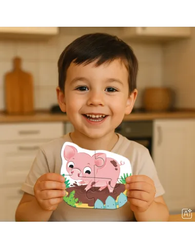 Dodo didelių detalių dėlionė Ūkio gyvūnai - dėlionės dėžutė su kiaule, višta, kiškiu ir akrliu Dodo didelių detalių dėlionė Ūkio gyvūnai - dėlionės dėžutė su kiaule, višta, kiškiu ir akrliu