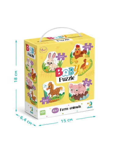 Dodo didelių detalių dėlionė Ūkio gyvūnai - dėlionės dėžutė su kiaule, višta, kiškiu ir akrliu Dodo didelių detalių dėlionė Ūkio gyvūnai - dėlionės dėžutė su kiaule, višta, kiškiu ir akrliu