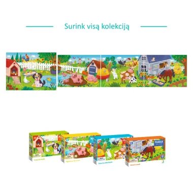 Vaikiškų dėlionių rinkinys ūkio tema - nuo 3 metų - su paršeliais