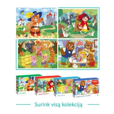 Spalvinga Dodo pasakų dėlionių serija vaikams nuo 3 metų - Trys paršiukai