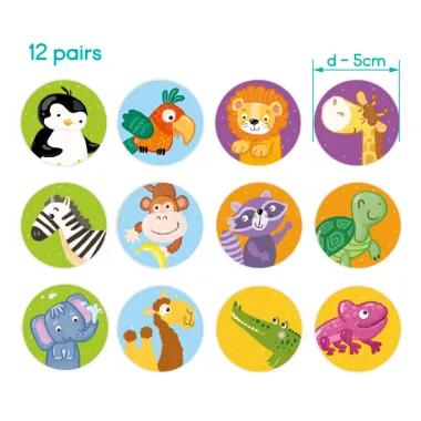 Dodo Memo žaidimo kortelės su gyvūnais