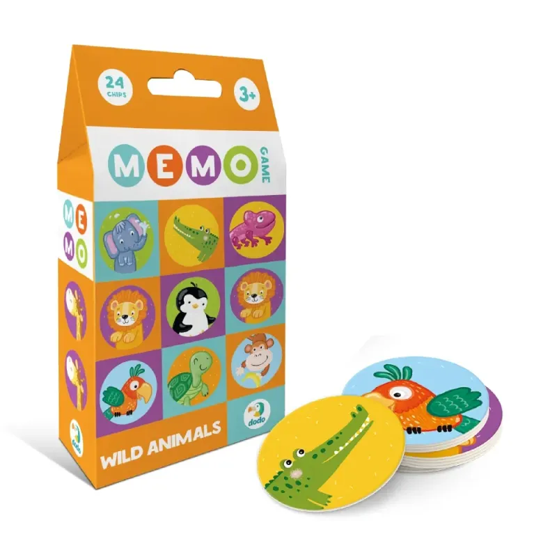 Dodo atminties žaidimas Memo Laukiniai gyvūnai dėžutė