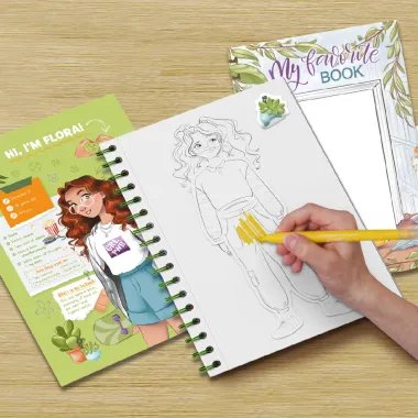 UGIRL Flora bloknotas su užduotimis, lipdukais ir iliustracijomis