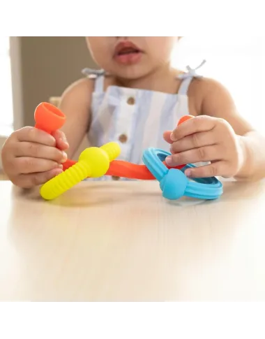 Fat Brain Toys Plip Grips – spalvoti silikoniniai žiedai kūdikiams