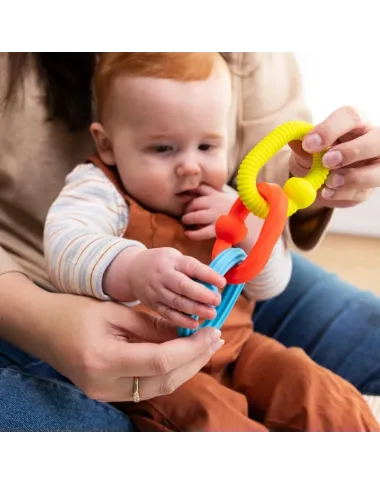 Fat Brain Toys Plip Grips – spalvoti silikoniniai žiedai kūdikiams