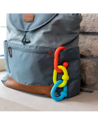 Fat Brain Toys Plip Grips – spalvoti silikoniniai žiedai kūdikiams