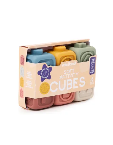 Miniland minkštos silikoninės sensorinės kaladėlės kūdikiams.