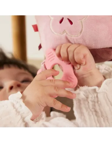 Minkštas sensorinis lavinamasis kubas kūdikiams Miniland Deer su kramtuku ir veidrodėliu