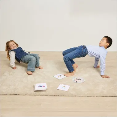 Miniland Spin & Chill vaikų jogos žaidimas su kortelėmis ir spineriuku