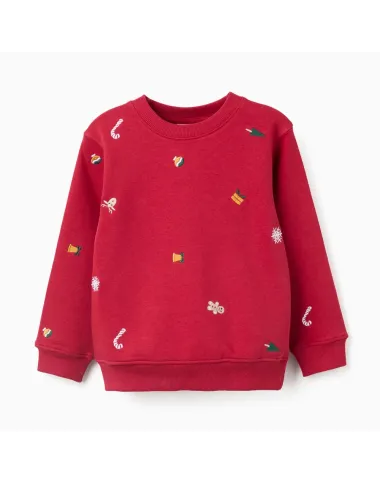 Kalėdinis raudonas džemperis vaikams (3/4-13/14) - iš priekio