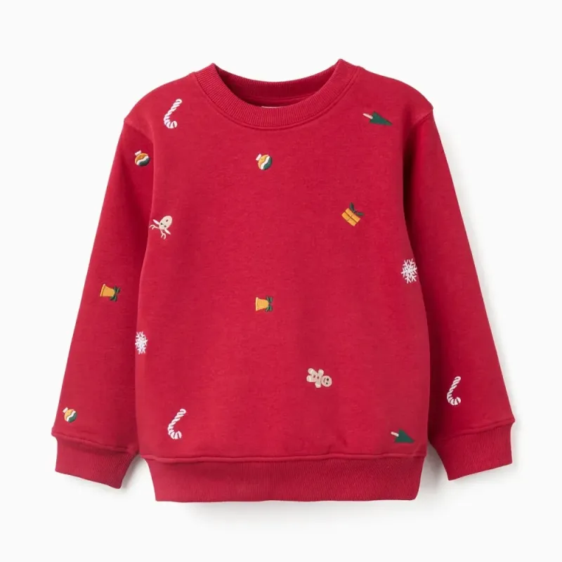 Kalėdinis raudonas džemperis vaikams (3/4-13/14) - iš priekio Kalėdinis raudonas džemperis vaikams (3/4-13/14) - iš priekio