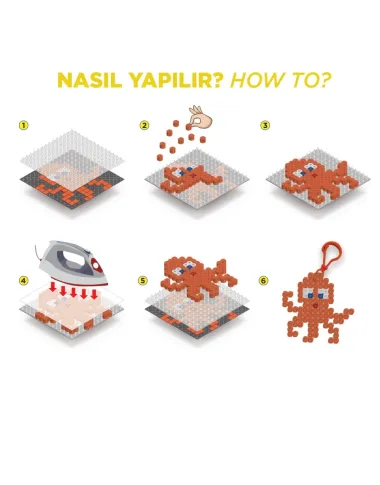 Užlyginamų karoliukų mozaika - raktų pakabukas Aštuonkojis