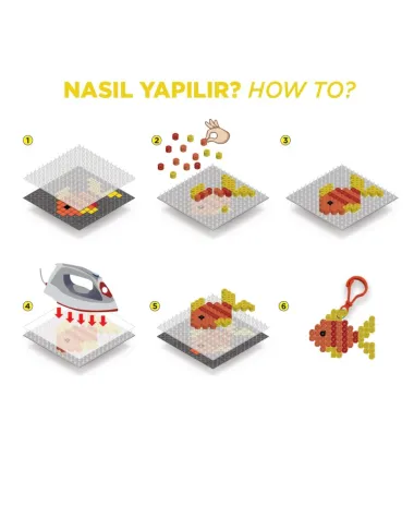 Užlyginamų karoliukų mozaika - raktų pakabukas Žuvytė Užlyginamų karoliukų mozaika - raktų pakabukas Žuvytė