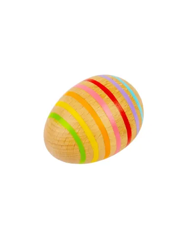 Bigjigs medinis kiaušinio formos barškutis su spalvotomis juostelėmis