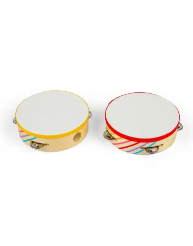 Medinis tamburinas vaikams su vaivorykštės juostomis. Medinis tamburinas vaikams su vaivorykštės juostomis.