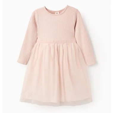 Rausva suknelė su tiuliu (3/4-13/14) - vaizdas iš priekio