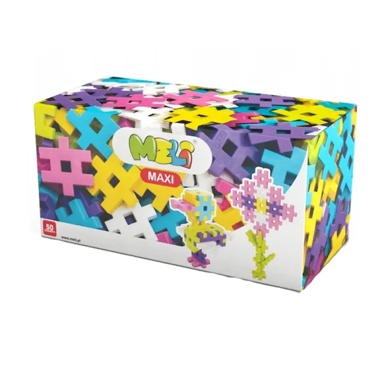 Meli Maxi Pink konstruktorius (50 el.) - Vaflinės kaladėlės vaikams nuo 1 metų Meli Maxi Pink konstruktorius (50 el.) - Vaflinės kaladėlės vaikams nuo 1 metų