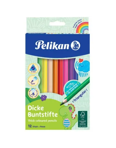 Pelikan trikampiai stori pieštukai, 12 sp.