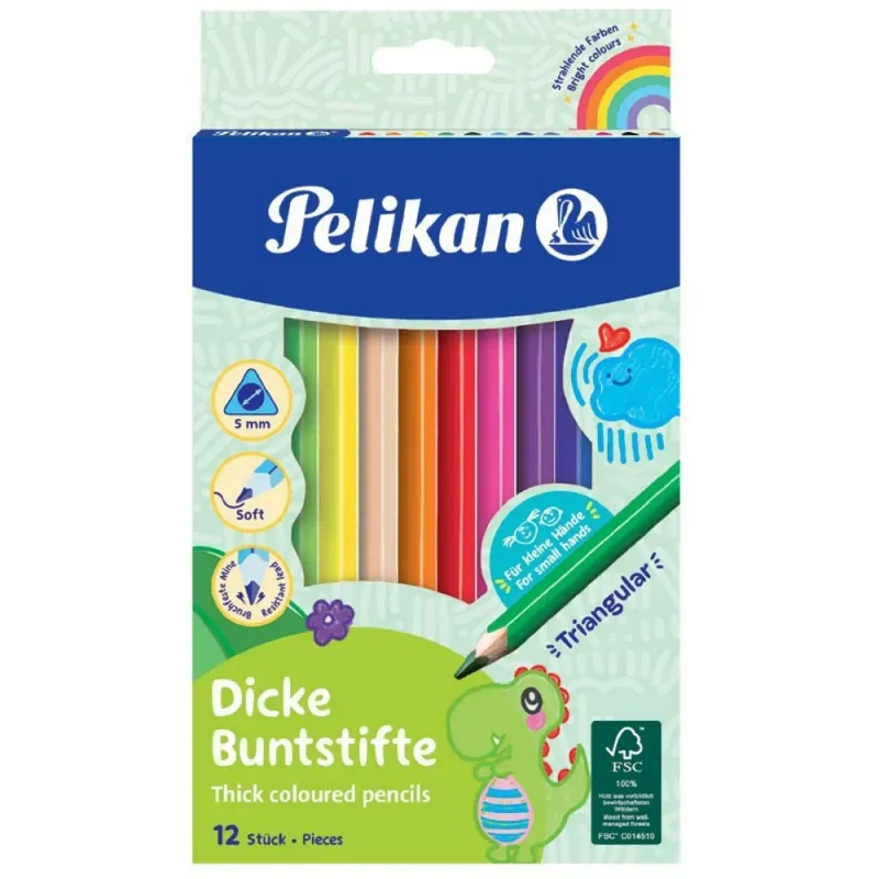 Pelikan trikampiai stori pieštukai, 12 sp.