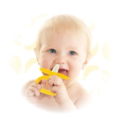 Silikoninis kramtukas kūdikiams nuo 3 mėn - mielos ir žaismingos banano formos