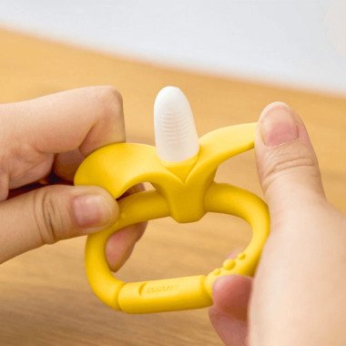 Itin minkštas silikoninis kramtukas kūdikiams su patogia apvalia rankena