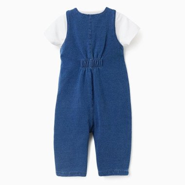 Džinso imitacijos šliaužtinukas kūdikiams su petnešėlėmis