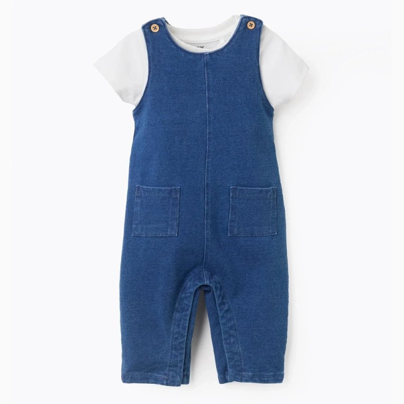 Džinsa imitācijas kombinezons ar bodiju zīdainim (0/1–9/12 mēn.)