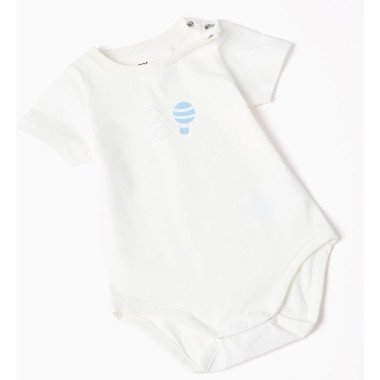 Baltas kūdikio bodis trumpomis rankovėmis su spauda