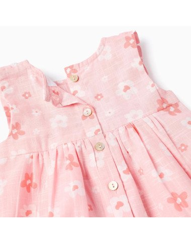 ZIPPY medvilninė suknelė kūdikiui su gėlių raštu ir kelnaitėmis