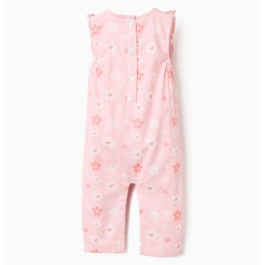 Rožinis kūdikio kombinezonas su raukinukais mergytei