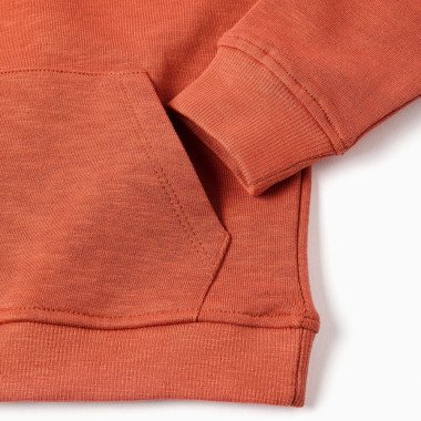 Oranžinis medvilninis džemperis berniukui su kišenėmis