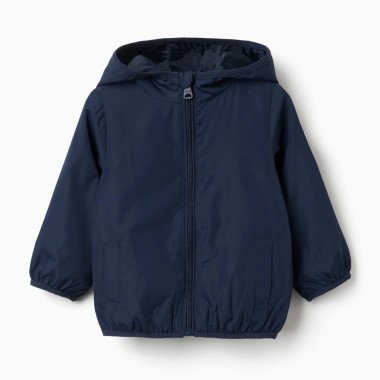 Tamsiai mėlyna striukė berniukui su gobtuvu