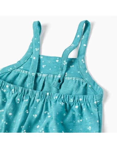 Kokvilnas kombinezons meitenītei Ziedi (6/9–24/36 mēn.)