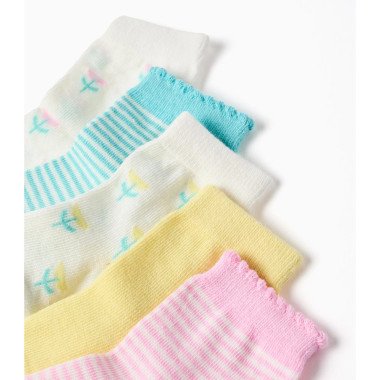 Dryžuotos ir siuvinėtos kojinės mergaitei