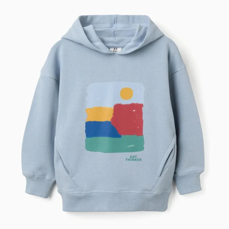 Zils džemperis ar kapuci (3/4–13/14 g.)