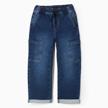 Tumši zilas džinsa bikses ar kabatām (3/4–13/14 g.)