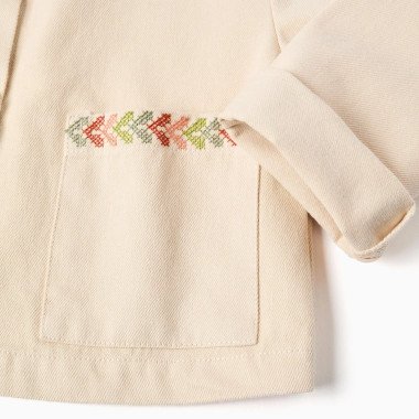 Twill švarkas su siuvinėjimu mergaitėms ir kišenėmis