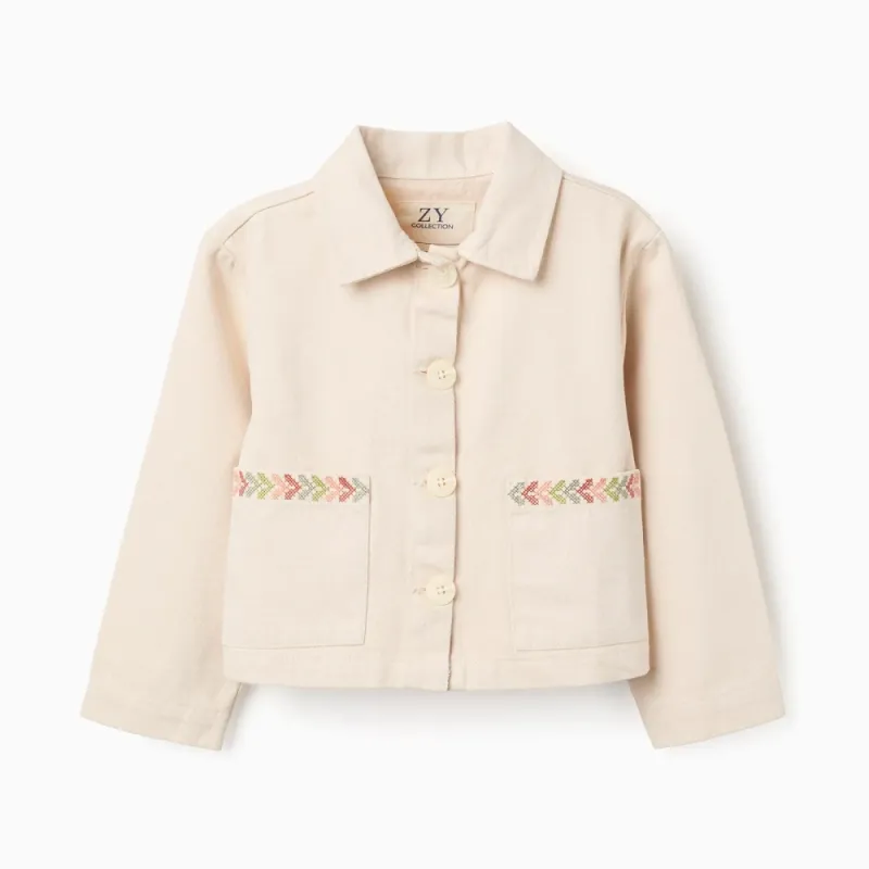 Šviesiai smėlinis švarkelis mergaitei