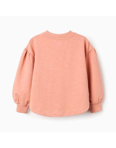 Rausvos spalvos džemperis mergaitei su siuvinėta gėle Rausvos spalvos džemperis mergaitei su siuvinėta gėle