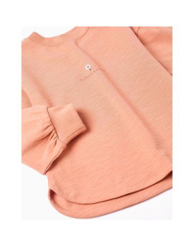 Rausvos spalvos džemperis mergaitei su siuvinėta gėle Rausvos spalvos džemperis mergaitei su siuvinėta gėle