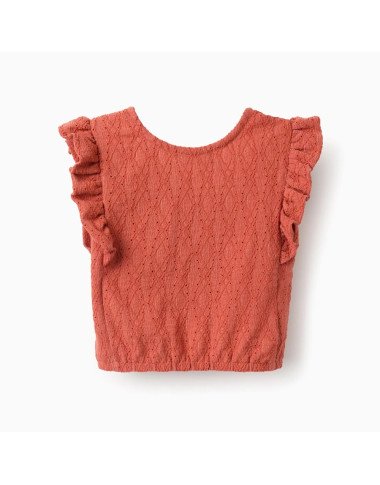 Blūze meitenītei bez piedurknēm ar volāniem (3/4–13/14 g.)