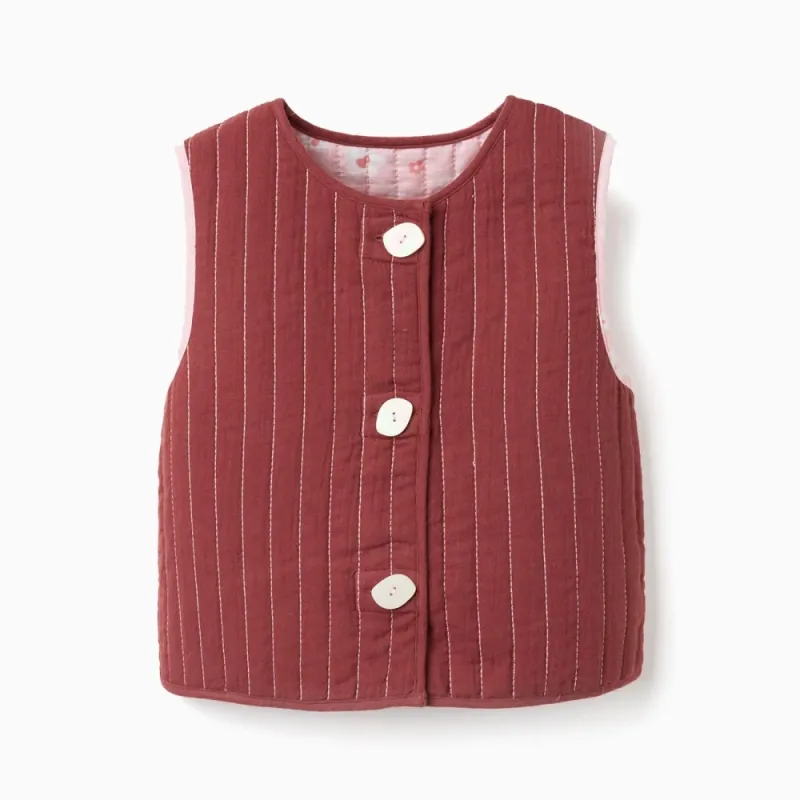 Divpusēja veste meitenītei Ziedi (3/4–13/14 g.) | Lapute.lt