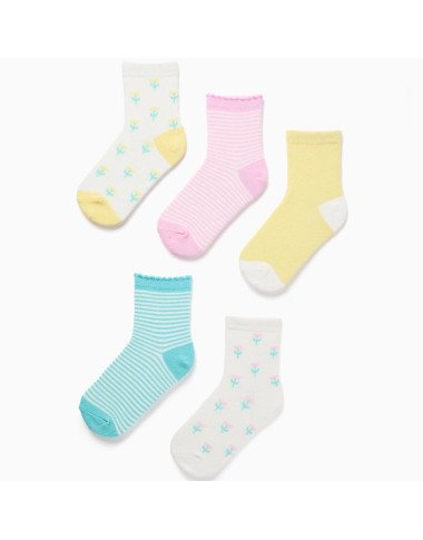 Kojinės mergaitei Gėlės, 5 vnt.  (23/26-35/37)